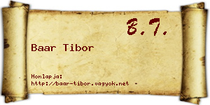 Baar Tibor névjegykártya